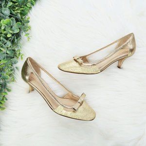 Kate Spade Gold Metallic Dressy Shoes Heels 6